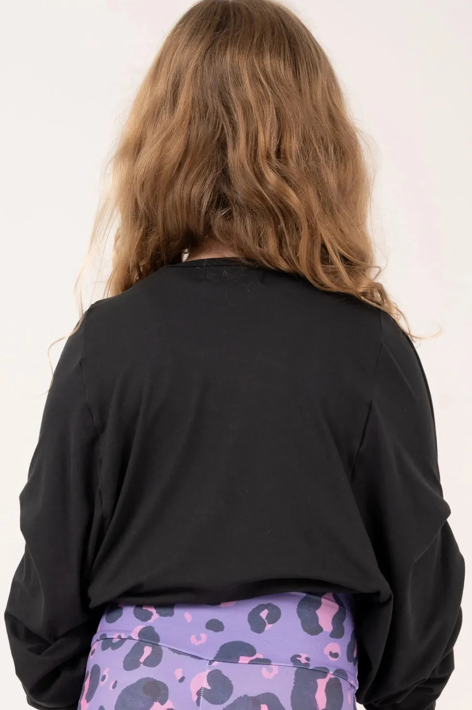 Soft To Touch Kids Batwing Cinched Sleeve Sweater - Black