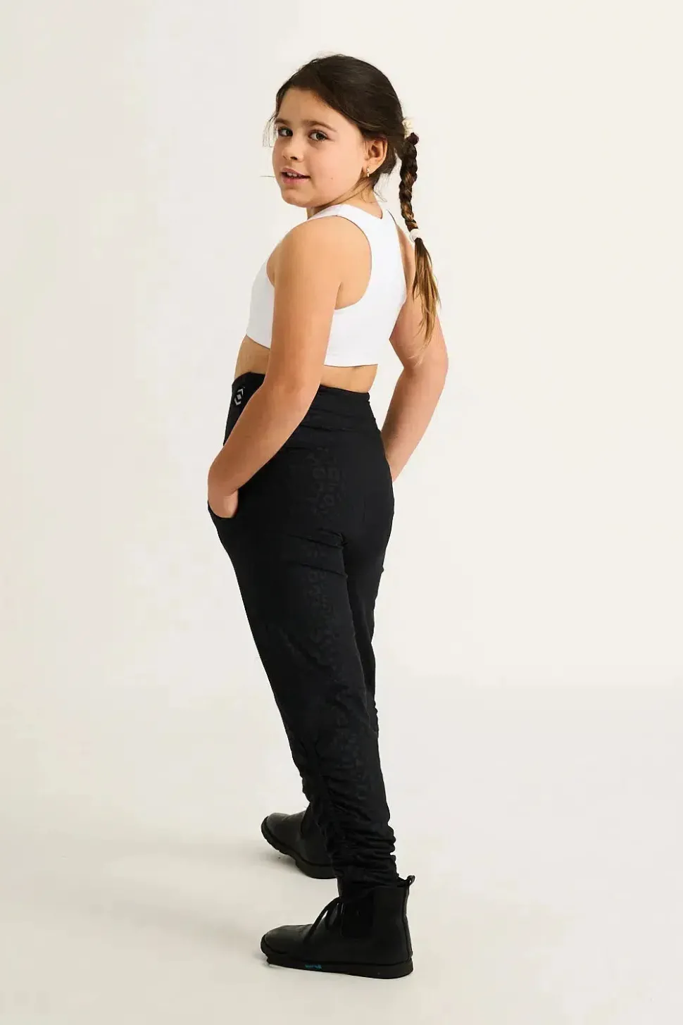 Soft To Touch Kids Jogger Long Tie Sides W/ Pockets - Black Exotic Touch Jag