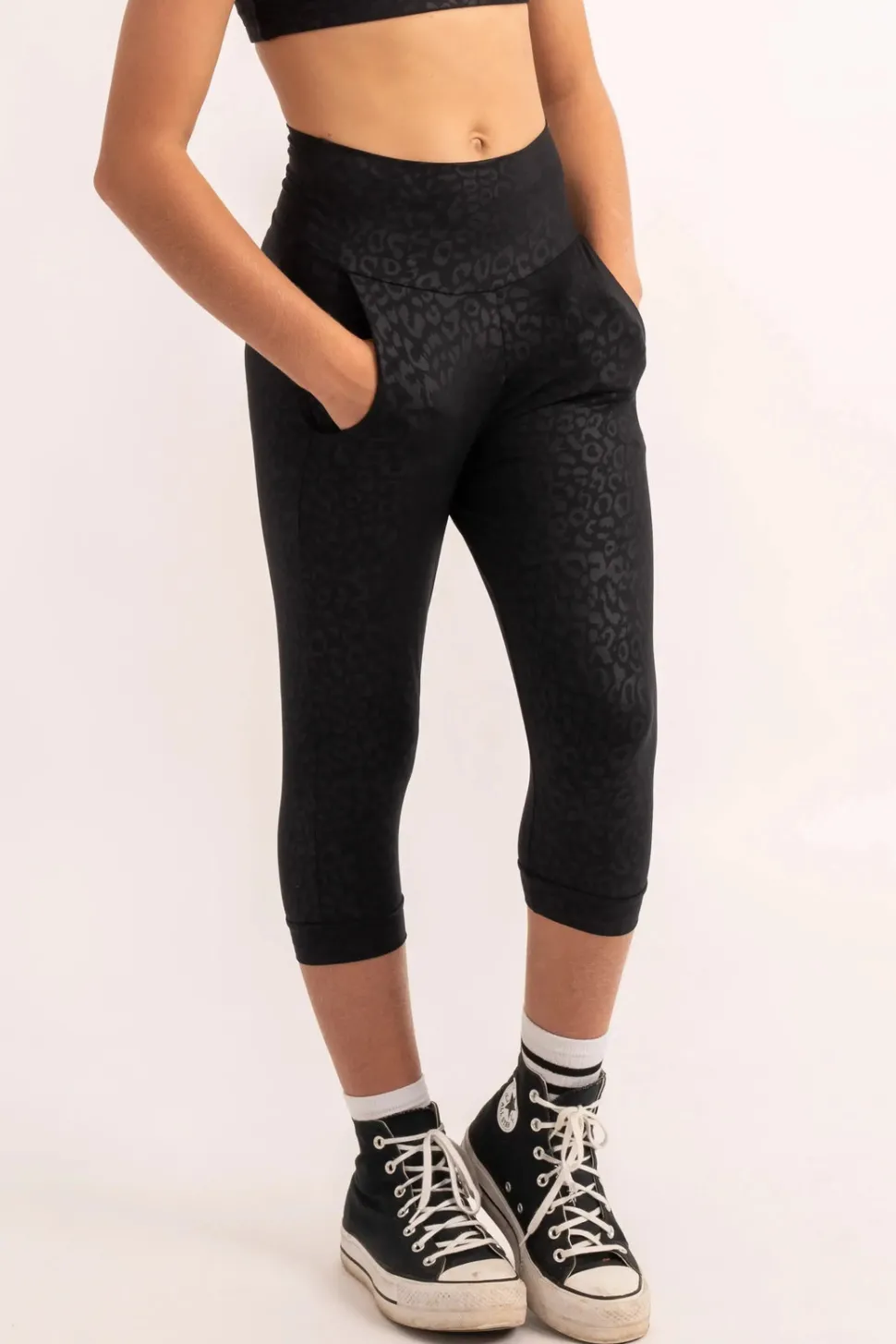 Soft To Touch Kids Jogger Capris - Black Exotic Touch Jag