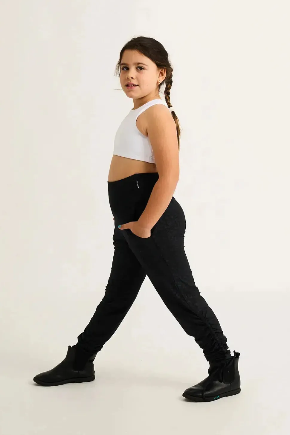 Soft To Touch Kids Jogger Long Tie Sides W/ Pockets - Black Exotic Touch Jag