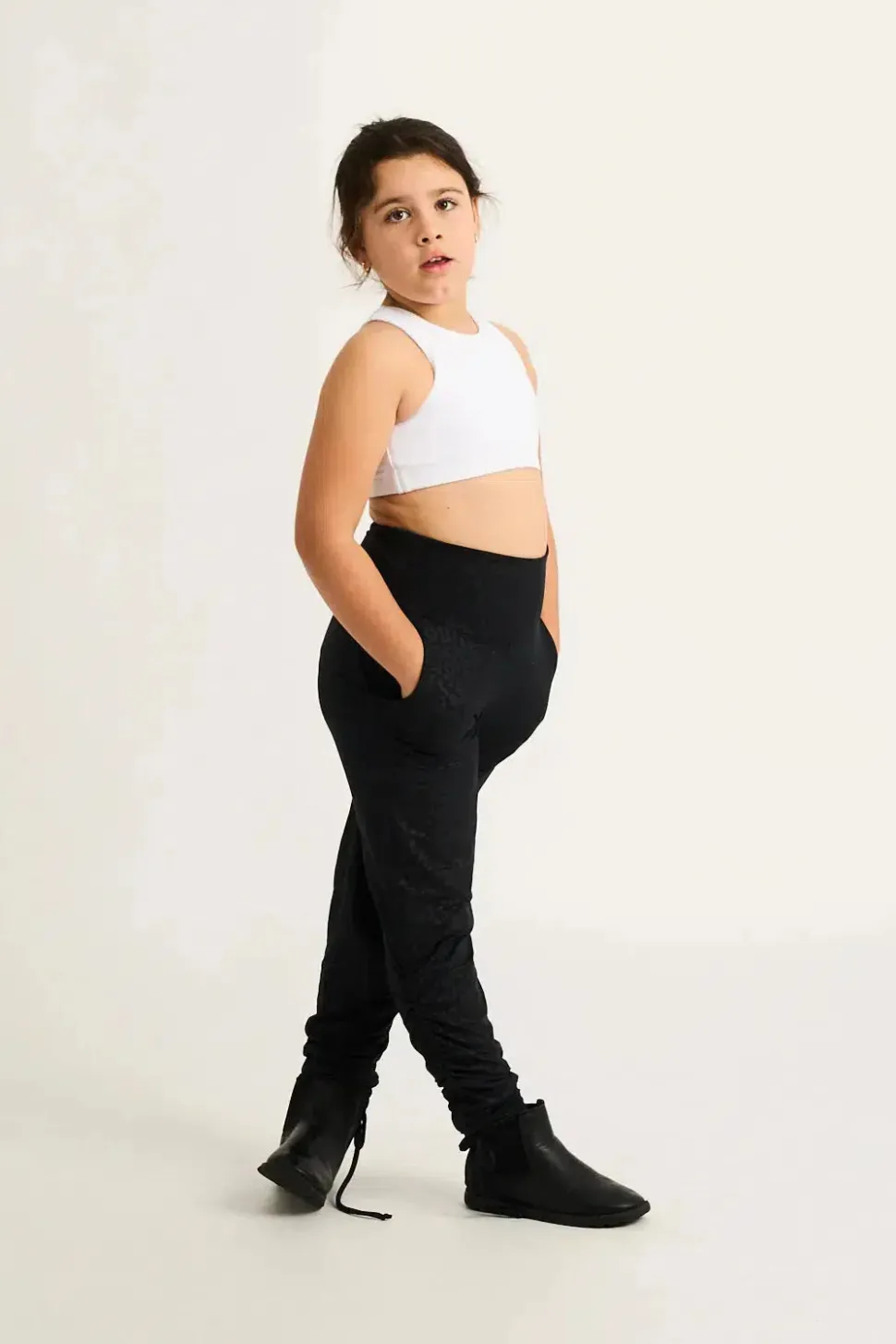 Soft To Touch Kids Jogger Long Tie Sides W/ Pockets - Black Exotic Touch Jag