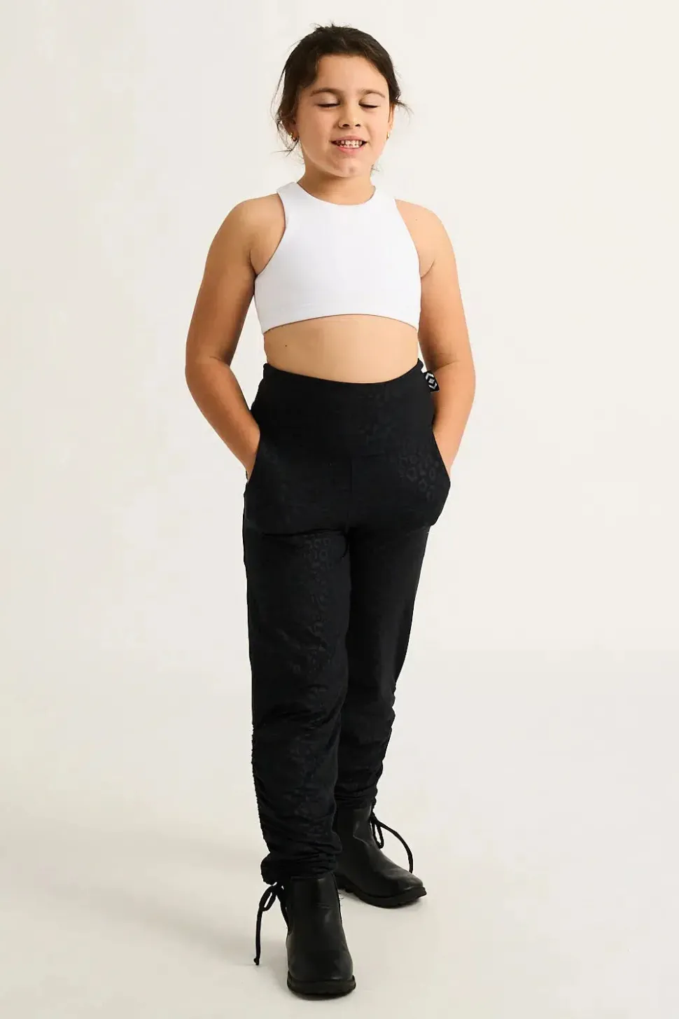 Soft To Touch Kids Jogger Long Tie Sides W/ Pockets - Black Exotic Touch Jag