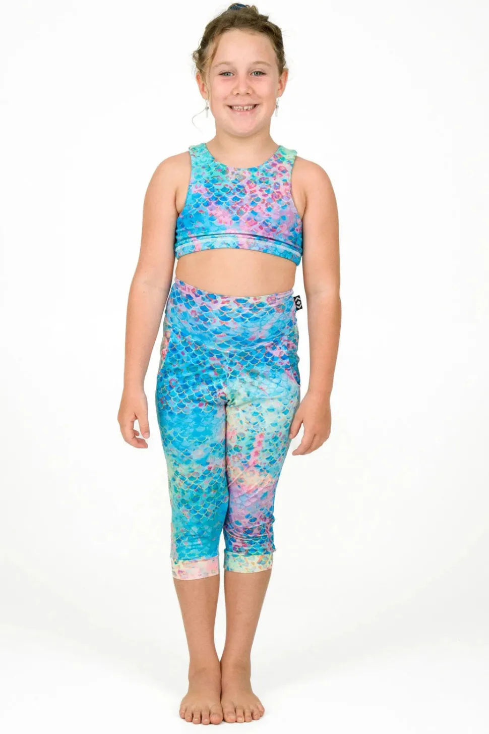 Soft To Touch Kids Jogger Capris - Mermaid Jag