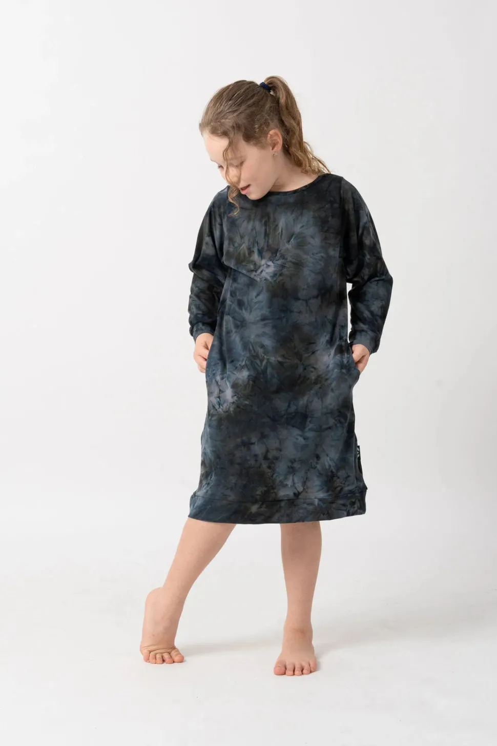 Soft To Touch Kids Lazy Girl Dress Sweater - Dark And Moody