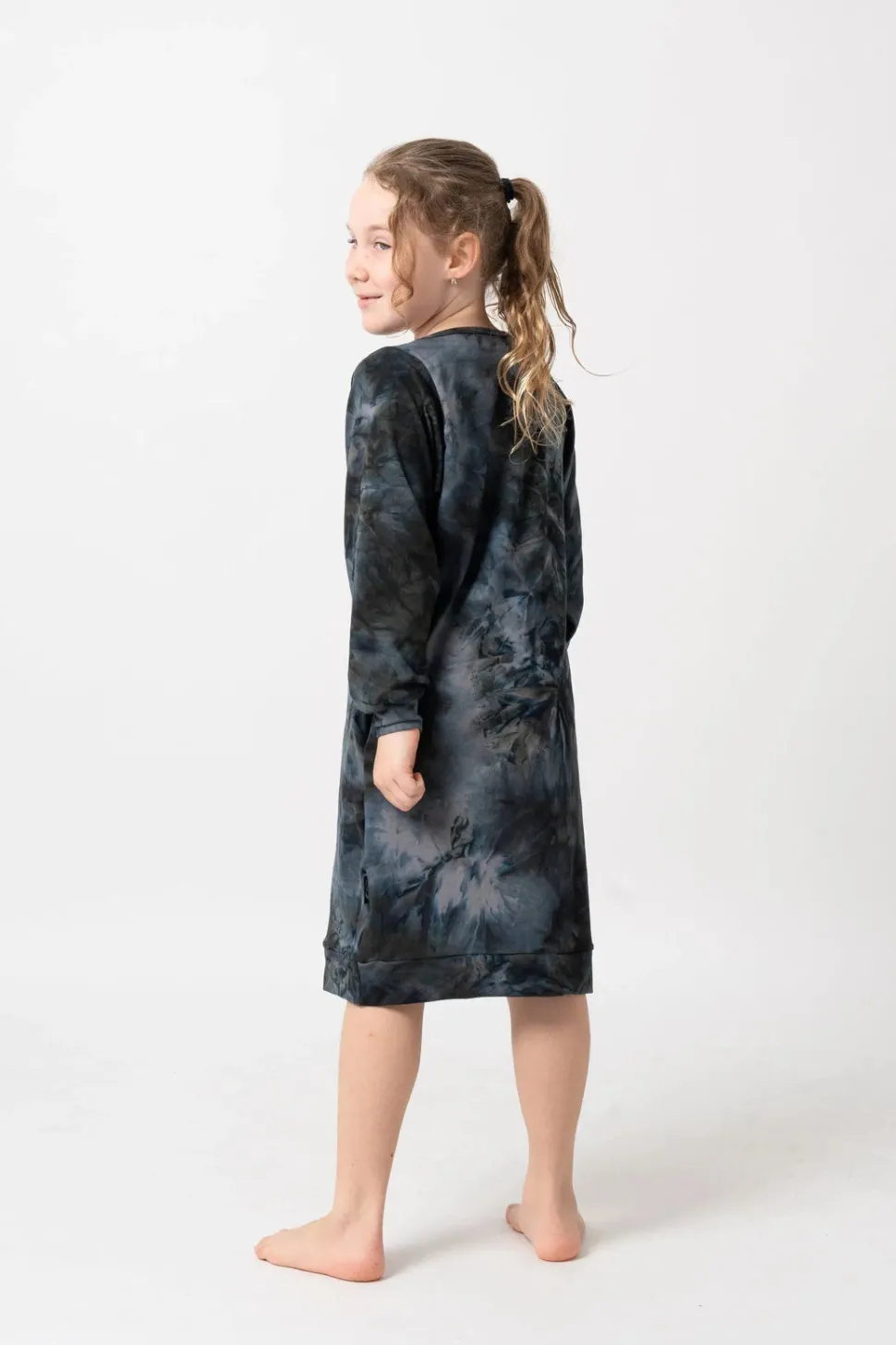 Soft To Touch Kids Lazy Girl Dress Sweater - Dark And Moody