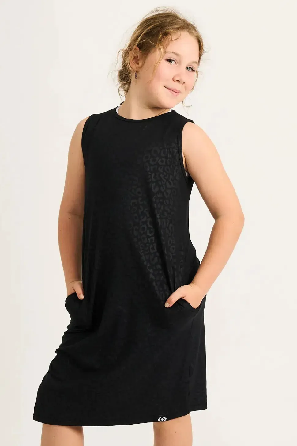 Soft To Touch Kids Lazy Girl Dress Tank - Black Exotic Touch Jag