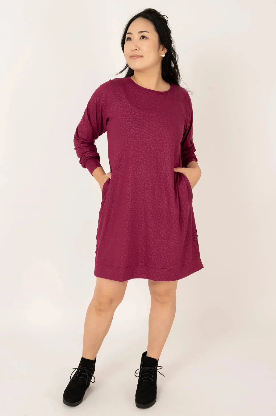 Soft To Touch Lazy Girl Dress Sweater - Berry Exotic Touch Jag