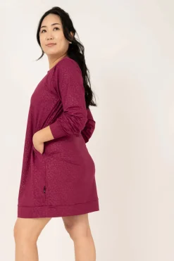 Soft To Touch Lazy Girl Dress Sweater - Berry Exotic Touch Jag