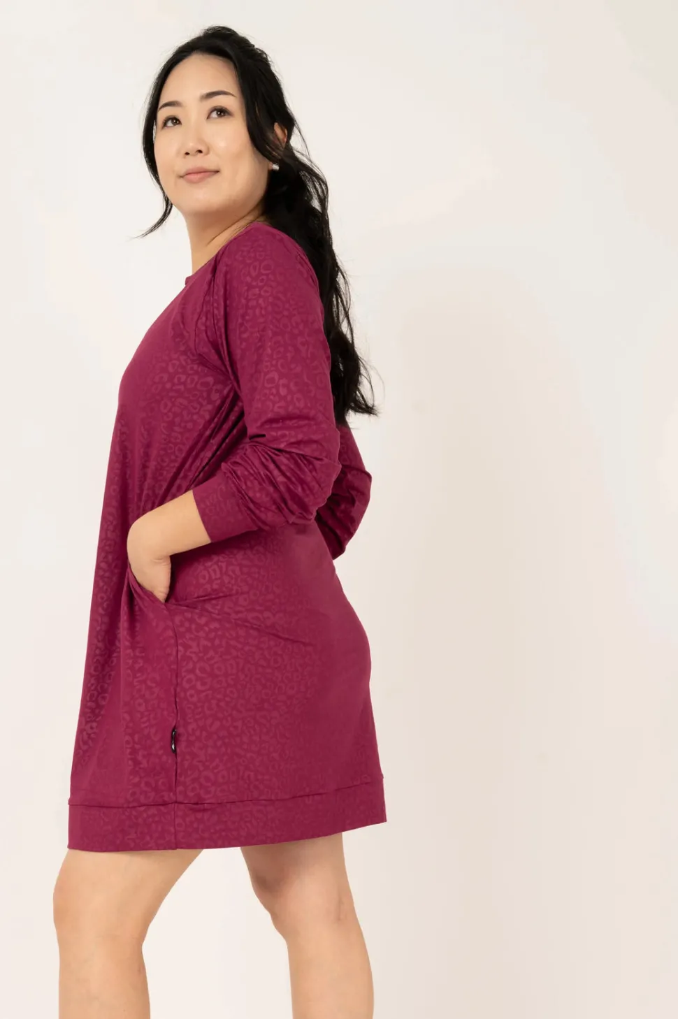 Soft To Touch Lazy Girl Dress Sweater - Berry Exotic Touch Jag