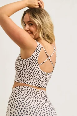 Speckle Jag Sand Performance - Luxe Scoop Neck Comfort Crop Top