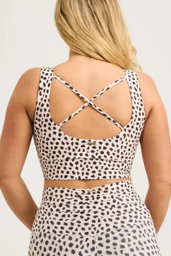 Speckle Jag Sand Performance - Luxe Scoop Neck Comfort Crop Top