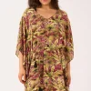 Sustainable Viscose Adjustable Tie Waist Kaftan - Pink Tropical Leopard