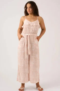 Sustainable Viscose Frill Jumpsuit - Nude Tiki