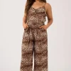 Sustainable Viscose Frill Jumpsuit - Natural Primal Animal