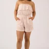 Sustainable Viscose Frill Playsuit - Nude Tiki