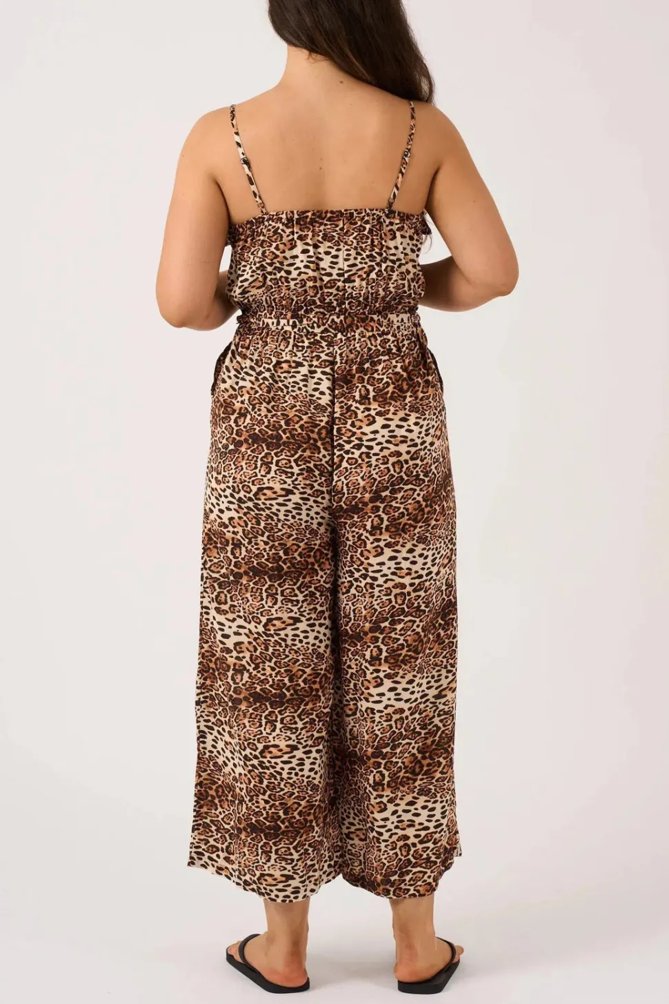 Sustainable Viscose Frill Jumpsuit - Natural Primal Animal