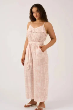 Sustainable Viscose Frill Jumpsuit - Nude Tiki