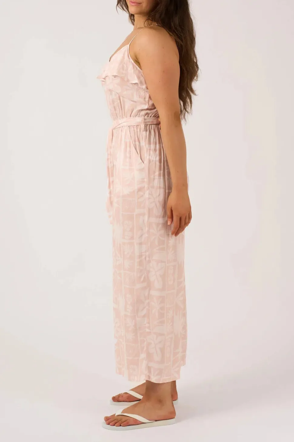 Sustainable Viscose Frill Jumpsuit - Nude Tiki