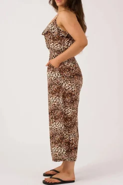 Sustainable Viscose Frill Jumpsuit - Natural Primal Animal
