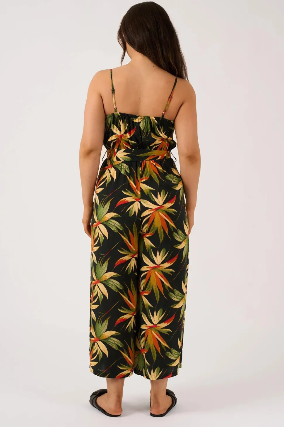 Sustainable Viscose Frill Jumpsuit - Black Tropico