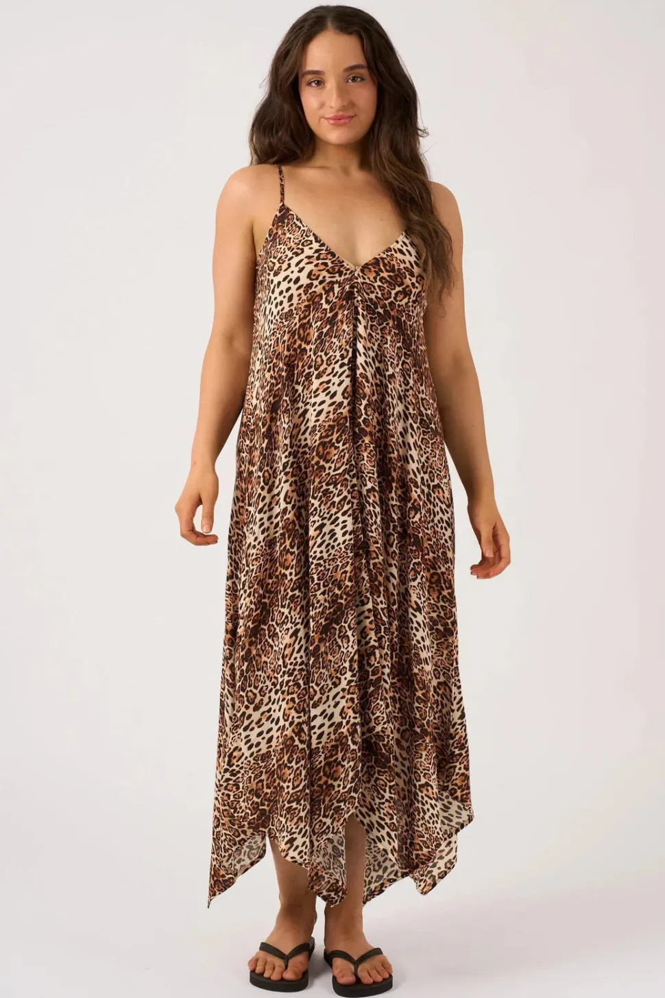 Sustainable Viscose Hanky Hem Dress - Natural Primal Animal