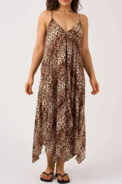 Sustainable Viscose Hanky Hem Dress - Natural Primal Animal