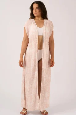 Sustainable Viscose Maxi Kimono - Nude Tiki