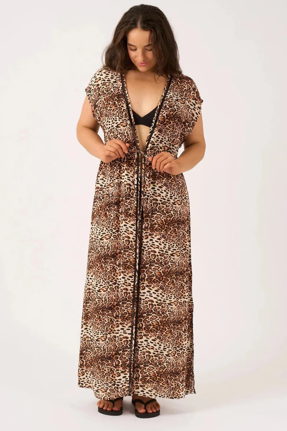 Sustainable Viscose Maxi Kimono - Natural Primal Animal