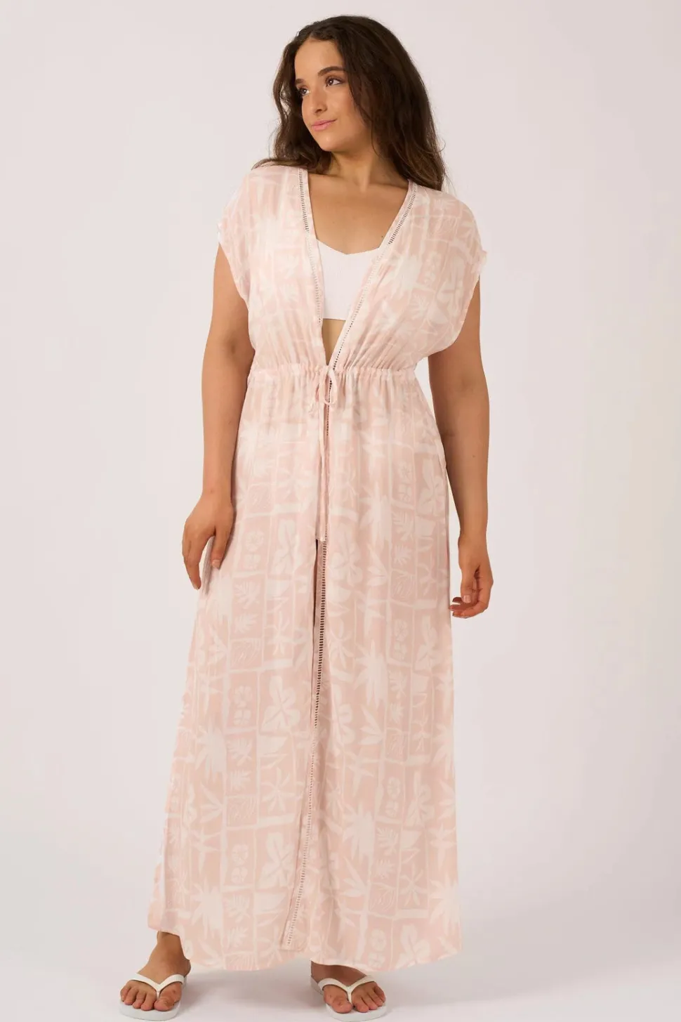 Sustainable Viscose Maxi Kimono - Nude Tiki