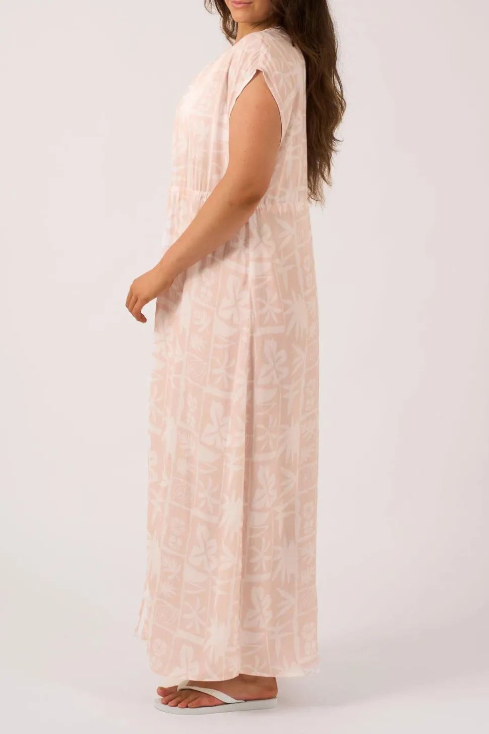 Sustainable Viscose Maxi Kimono - Nude Tiki