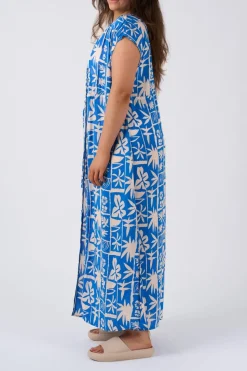 Sustainable Viscose Maxi Kimono - Blue Tiki