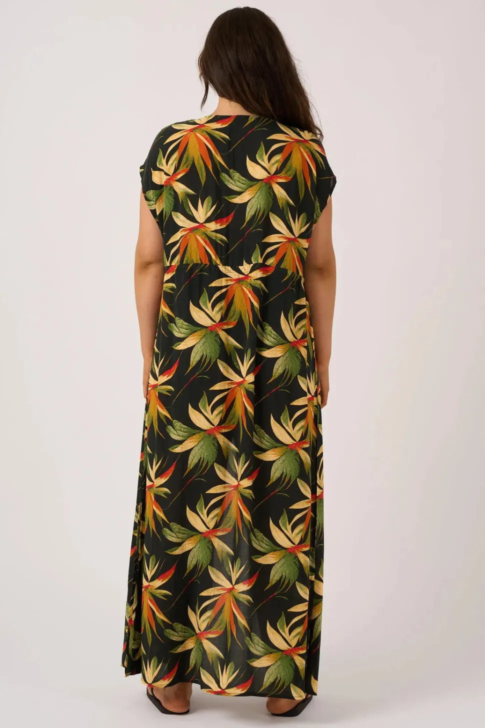 Sustainable Viscose Maxi Kimono - Black Tropico