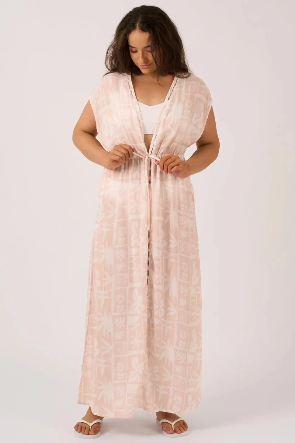 Sustainable Viscose Maxi Kimono - Nude Tiki