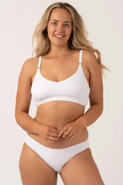 Textured Adjustable Bralette Bikini Top - White