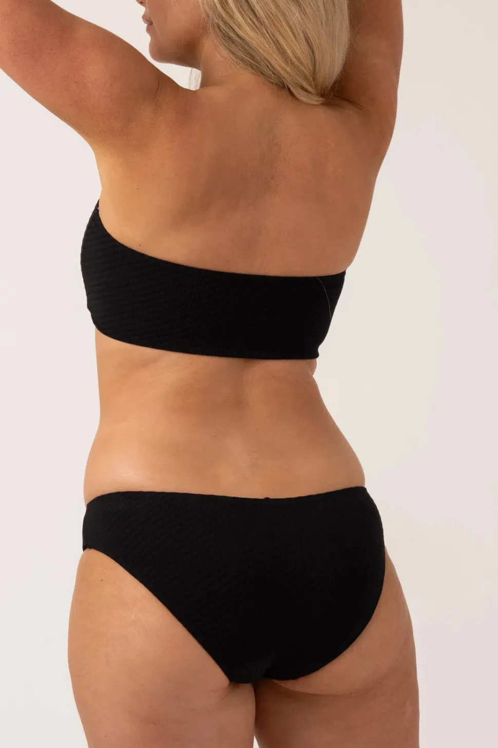 Textured Bandeau Bikini Top - Black