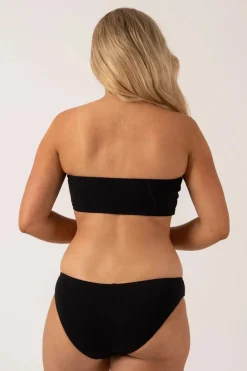 Textured Bandeau Bikini Top - Black