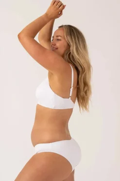 Textured Hipster Bikini Bottom - White