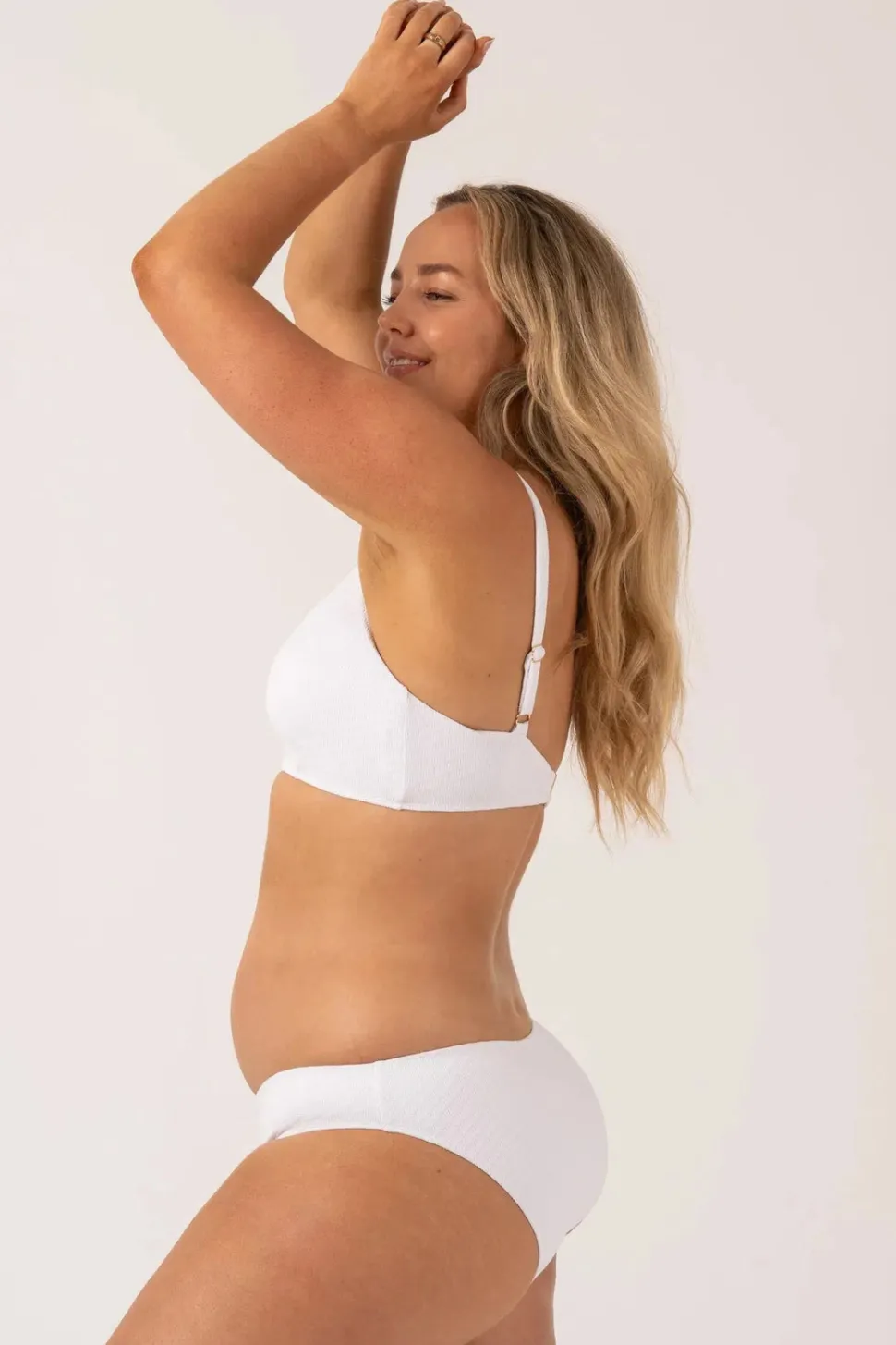 Textured Hipster Bikini Bottom - White