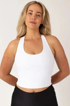 White Performance - Longline T Back Comfort Crop Top