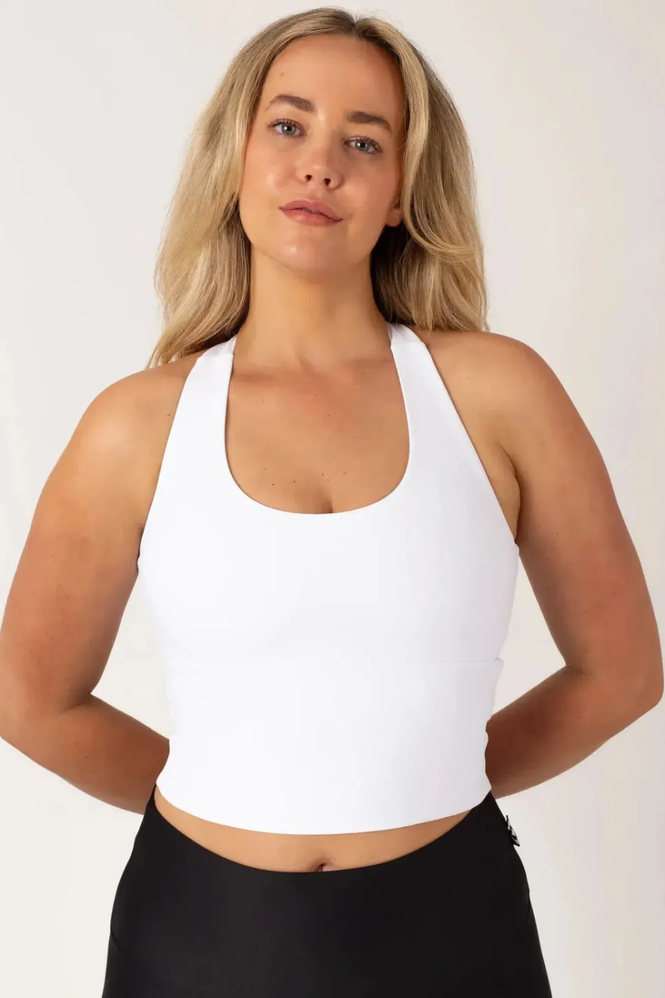 White Performance - Longline T Back Comfort Crop Top