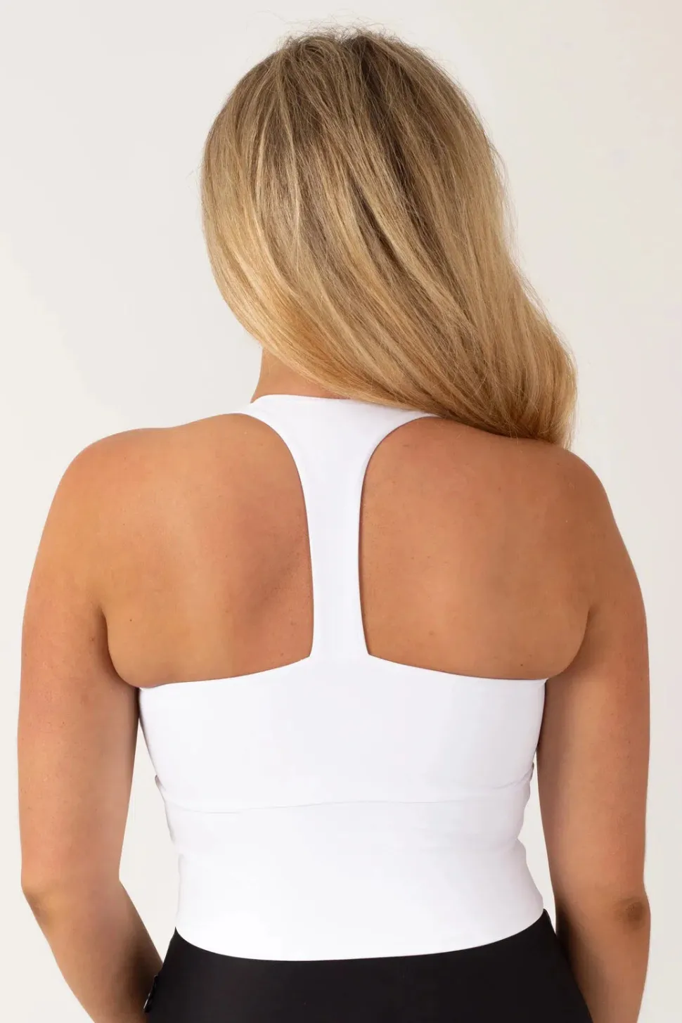 White Performance - Longline T Back Comfort Crop Top