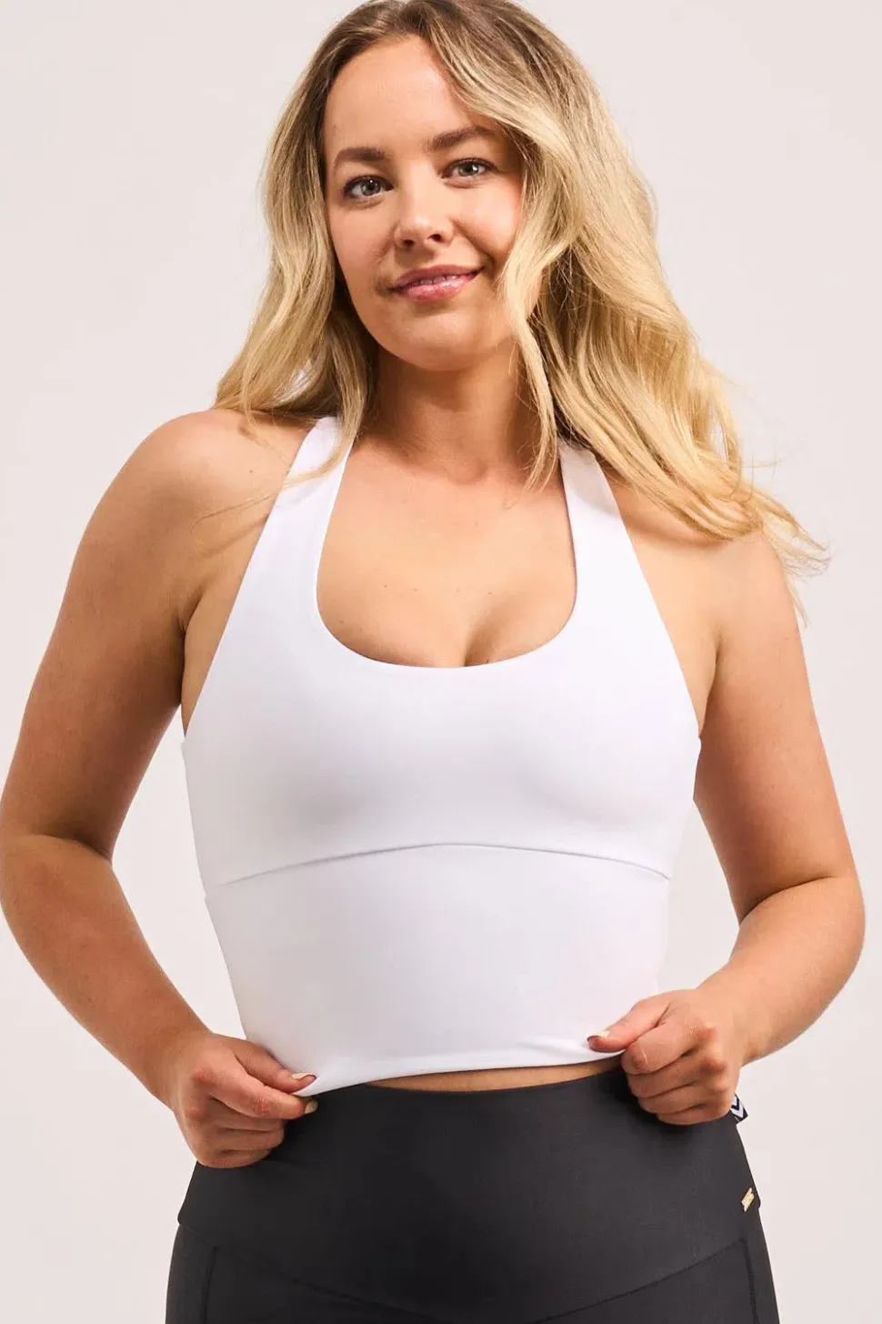 White Performance - Luxe Longline T Back Comfort Crop Top