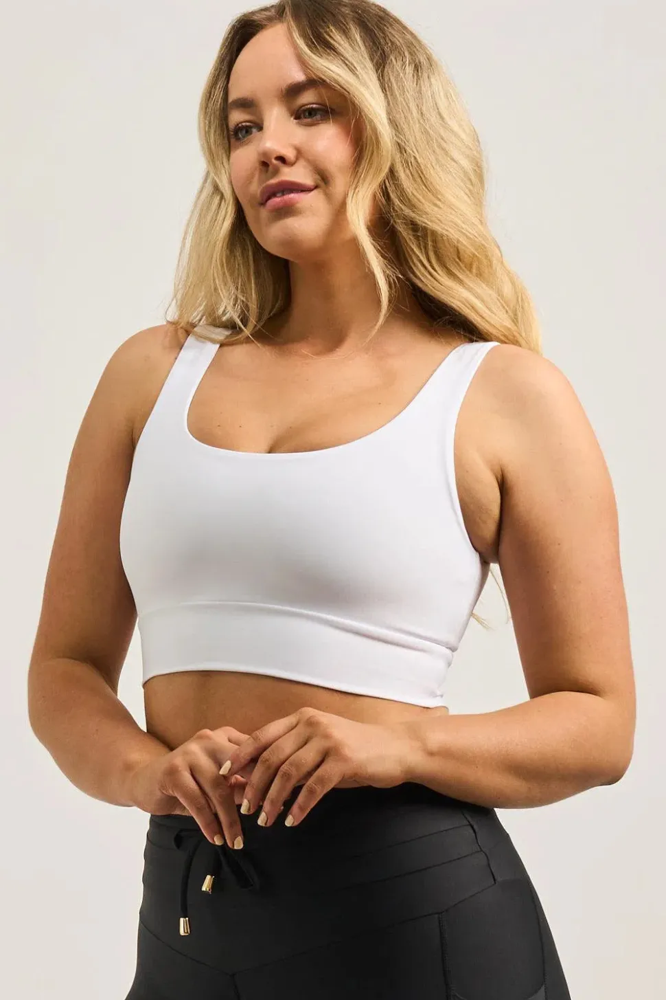 White Performance - Luxe Scoop Neck Comfort Crop Top