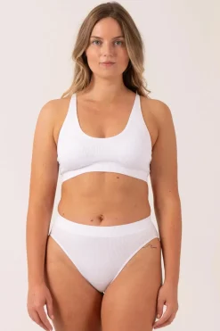 White Rib Seam Free - High Waist Bikini Briefs
