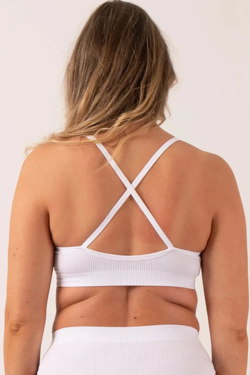 White Rib Seam Free - Strappy Cross Over Bralette
